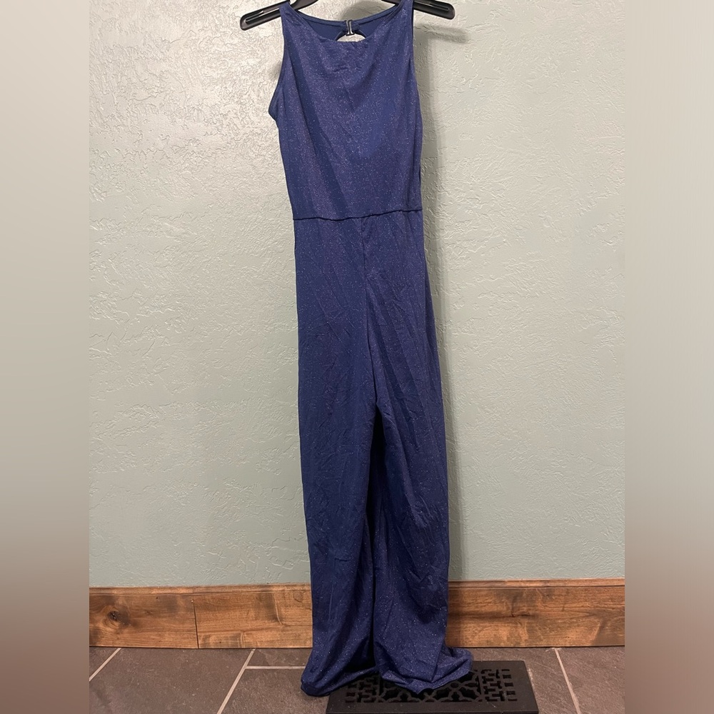 Elegant Blue Sleeveless Jumpsuit